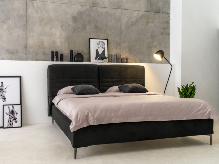 Pat tapitat Catania 1 cu tablie inalta ajustabila, lada depozitare, somiera metalica, picioare metalice 15cm, laterale dehusabile, stil modern, personalizabil [2]