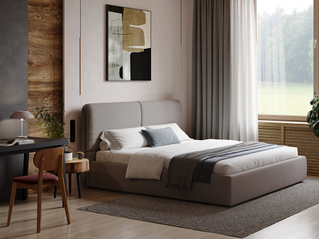 Pat tapitat Catania 2 cu tablie inalta ajustabila, lada depozitare, somiera metalica, picioare plastic 3cm, laterale dehusabile, stil modern, personalizabil [1]