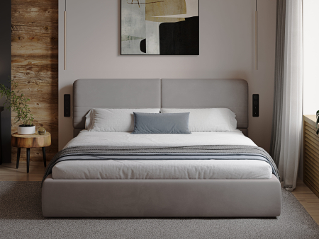 Pat tapitat Catania 2 cu tablie inalta ajustabila, lada depozitare, somiera metalica, picioare plastic 3cm, laterale dehusabile, stil modern, personalizabil [6]