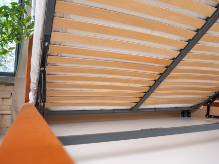 Pat tapitat Elim 1 cu tablie inalta, lada depozitare, somiera metalica, picioare metalice 10cm, laterale dehusabile, stil modern, personalizabil [7]