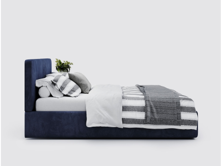 Pat tapitat Elim 2 cu tablie inalta capitonata, lada depozitare, somiera metalica, picioare plastic 3cm, laterale dehusabile, stil modern, personalizabil [17]