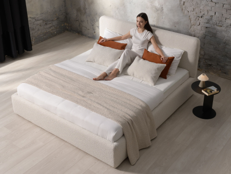 Pat tapitat Elim 2 cu tablie inalta capitonata, lada depozitare, somiera metalica, picioare plastic 3cm, laterale dehusabile, stil modern, personalizabil [2]