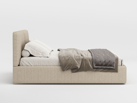 Pat tapitat Elim 2 cu tablie inalta capitonata, lada depozitare, somiera metalica, picioare plastic 3cm, laterale dehusabile, stil modern, personalizabil [4]