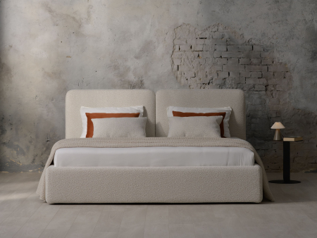 Pat tapitat Elim 2 cu tablie inalta capitonata, lada depozitare, somiera metalica, picioare plastic 3cm, laterale dehusabile, stil modern, personalizabil [46]