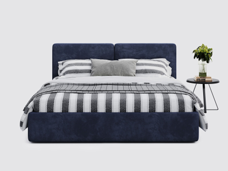 Pat tapitat Elim 2 cu tablie inalta capitonata, lada depozitare, somiera metalica, picioare plastic 3cm, laterale dehusabile, stil modern, personalizabil [16]