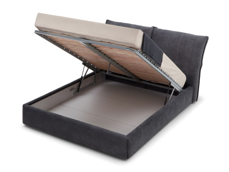 Pat tapitat Ferro cu tablie inalta ajustabila, lada depozitare, somiera metalica, picioare plastic 2cm, stil contemporan, personalizabil [1]