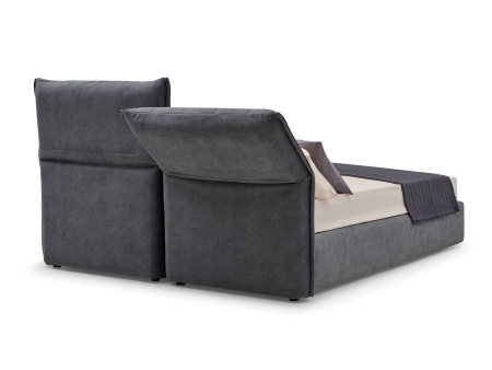 Pat tapitat Ferro cu tablie inalta ajustabila, lada depozitare, somiera metalica, picioare plastic 2cm, stil contemporan, personalizabil [10]