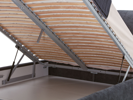 Pat tapitat Ferro cu tablie inalta ajustabila, lada depozitare, somiera metalica, picioare plastic 2cm, stil contemporan, personalizabil [9]