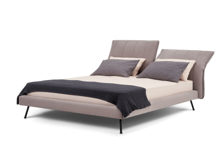 Paturi Tapitate - Pat tapitat Ferro Light cu tablie inalta ajustabila, somiera metalica, picioare metalice 18cm, laterale dehusabile, stil contemporan, personalizabil