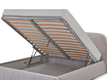 Pat tapitat Hanni cu tablie inalta capitonata, lada depozitare, somiera metalica, picioare plastic 2cm, stil contemporan, personalizabil [9]