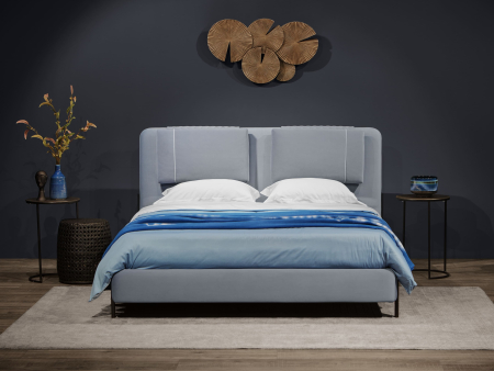 Pat tapitat Larry cu tablie inalta capitonata, somiera metalica, picioare metalice 13cm, laterale dehusabile, stil contemporan, personalizabil [2]