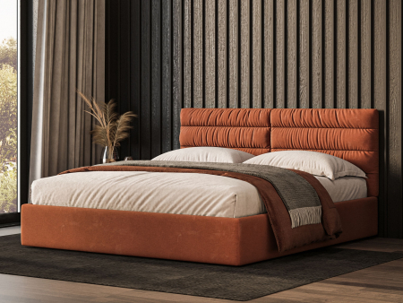 Pat tapitat Narni 2 cu tablie inalta, lada depozitare, somiera metalica, picioare metalice 11cm, laterale dehusabile, stil modern, personalizabil [2]