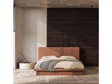 Pat tapitat Nola 2 cu tablie inalta capitonata, lada depozitare, somiera metalica, picioare plastic 3cm, laterale dehusabile, stil modern, personalizabil [3]