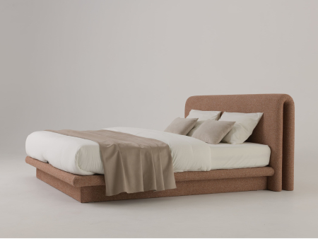 Pat tapitat Nola 2 cu tablie inalta capitonata, lada depozitare, somiera metalica, picioare plastic 3cm, laterale dehusabile, stil modern, personalizabil [25]