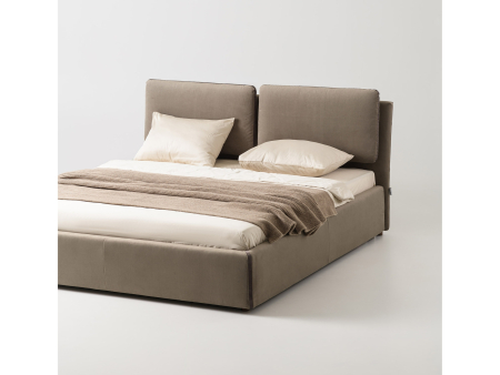 Pat tapitat Nuit cu tablie inalta capitonata, lada depozitare, somiera metalica, picioare lemn 4cm, laterale dehusabile, stil modern, personalizabil [6]