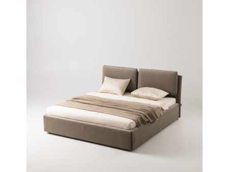 Pat tapitat Nuit cu tablie inalta capitonata, lada depozitare, somiera metalica, picioare lemn 4cm, laterale dehusabile, stil modern, personalizabil [9]