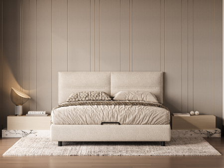 Pat tapitat Salerno cu tablie inalta, lada depozitare, somiera metalica, picioare metalice 10cm, laterale dehusabile, stil modern, personalizabil [1]