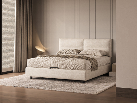 Pat tapitat Salerno cu tablie inalta, lada depozitare, somiera metalica, picioare metalice 10cm, laterale dehusabile, stil modern, personalizabil [10]