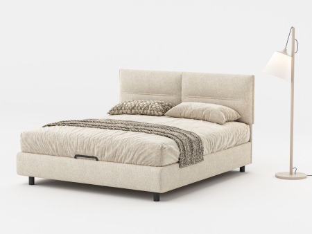 Mobila Dormitor - Pat tapitat Salerno cu tablie inalta, lada depozitare, somiera metalica, picioare metalice 10cm, laterale dehusabile, stil modern, personalizabil