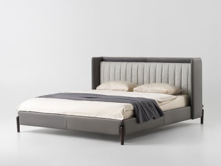 The Seasonal Reset - Pat tapitat Sensa A cu tablie capitonata, somiera metalica, picioare lemn masiv, laterale dehusabile, stil modern, personalizabil
