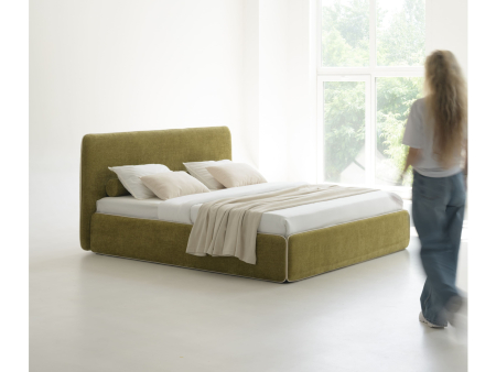 Pat tapitat Torino cu tablie inalta capitonata, lada depozitare, somiera metalica, picioare plastic 3cm, laterale dehusabile, stil modern, personalizabil [18]