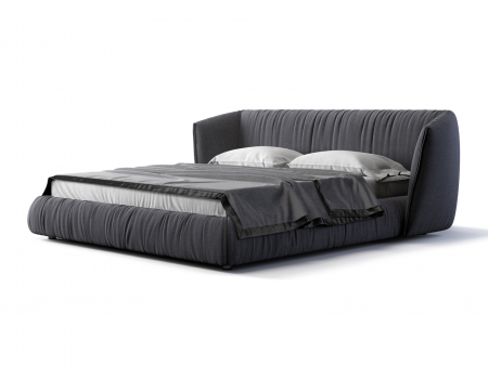 Blanche - Pat tapitat Too Night, tablie inalta capitonata, lada depozitare, somiera metalica, picioare lemn 4cm, laterale dehusabile, stil contemporan, personalizabil