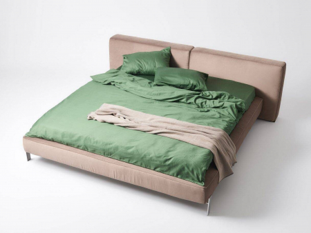 Blanche - Pat tapitat Vogue, tablie inalta capitonata, somiera metalica, picioare inox 14cm, laterale dehusabile, stil contemporan, personalizabil