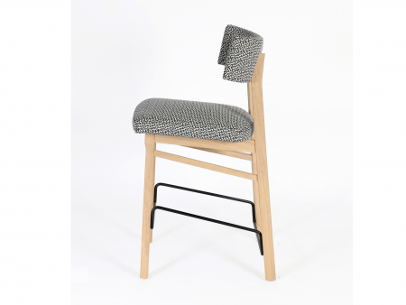 Scaun bar H65cm Chloe, tapitat, personalizabil, lemn masiv stejar, stil contemporan, tapiterie stofa sau piele [2]