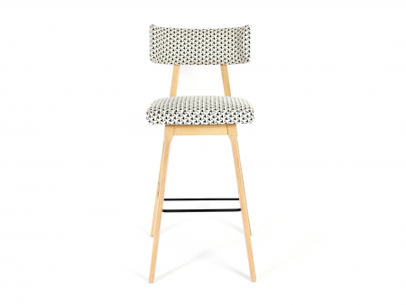 Scaun bar H75cm Chloe, tapitat, personalizabil, lemn masiv stejar, stil contemporan, tapiterie stofa sau piele [4]