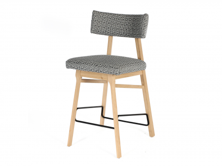 Claudie Design - Scaun bar H75cm Chloe, tapitat, personalizabil, lemn masiv stejar, stil contemporan, tapiterie stofa sau piele