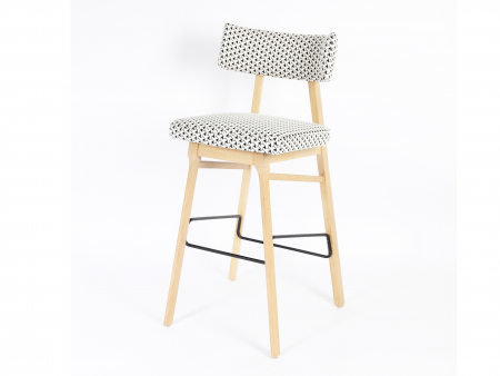 Scaun bar H75cm Chloe, tapitat, personalizabil, lemn masiv stejar, stil contemporan, tapiterie stofa sau piele [5]