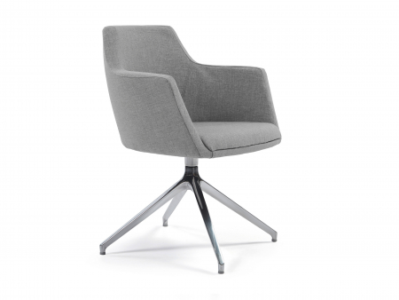 Scaune Dining - Scaun cu brate rotativ Hera 29, tapitat, personalizabil, picioare otel, scoica lemn masiv, stil contemporan, tapiterie stofa