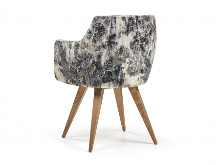 Scaun cu brate Hera 39, tapitat, personalizabil, picioare lemn, scoica lemn masiv, stil contemporan, tapiterie stofa [1]