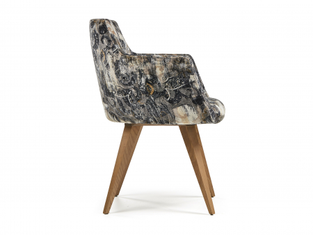 Scaun cu brate Hera 39, tapitat, personalizabil, picioare lemn, scoica lemn masiv, stil contemporan, tapiterie stofa [2]