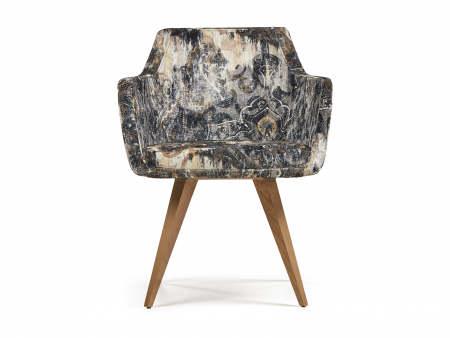 Scaun cu brate Hera 39, tapitat, personalizabil, picioare lemn, scoica lemn masiv, stil contemporan, tapiterie stofa [3]