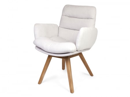 Mobila Dining - Scaun cu brate Jonathan, tapitat, personalizabil, picioare lemn masiv stejar, scoica lemn masiv, stil contemporan, tapiterie stofa sau piele