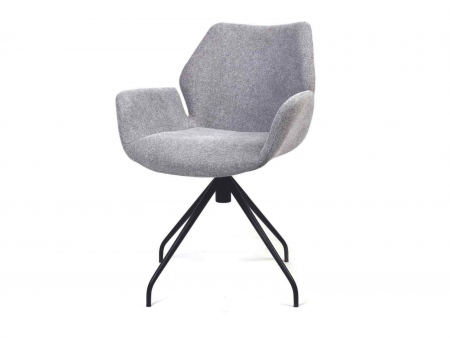 Scaun cu brate rotativ Hugo, tapitat, personalizabil, picioare metalice, scoica lemn masiv, stil contemporan, tapiterie stofa sau piele [1]