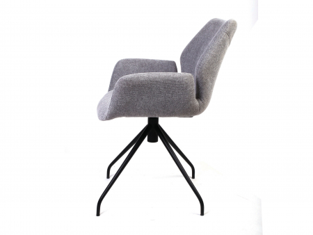 Scaun cu brate rotativ Hugo, tapitat, personalizabil, picioare metalice, scoica lemn masiv, stil contemporan, tapiterie stofa sau piele [3]