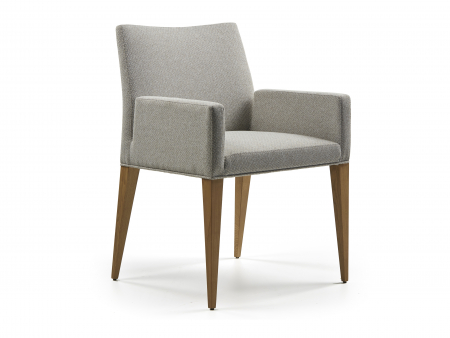 Scaune Dining - Scaun cu brate Turin, tapitat, personalizabil, picioare lemn masiv, stil modern, tapiterie stofa