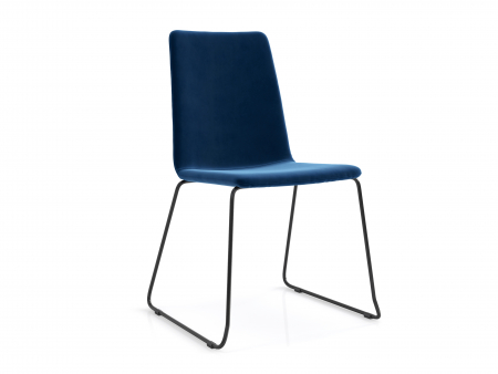 Claudie Design - Scaun minimalist stivuibil Lara, tapitat, personalizabil, picioare metal, scoica lemn masiv, stil contemporan, tapiterie stofa sau piele
