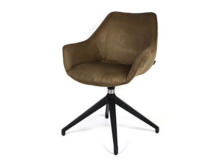 Scaune Dining - Scaun cu brate rotativ Simon, tapitat, personalizabil, picioare metalice, scoica lemn masiv, stil contemporan, tapiterie stofa sau piele