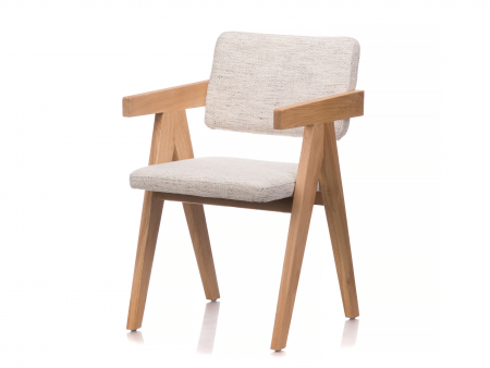 Scaune Dining - Scaun cu brate Teramo, tapitat, personalizabil, lemn masiv stejar, stil contemporan, tapiterie stofa sau piele