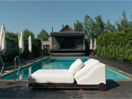Sezlong pentru plaja cu spatar reglabil Portofino 100-150cm, personalizabil, stil contemporan, lemn masiv, stofa pentru uz exterior [6]