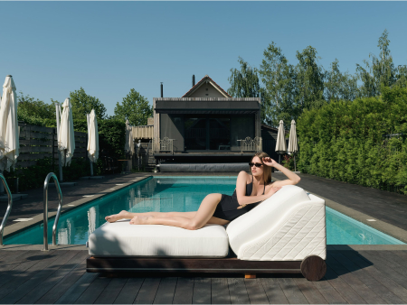 Sezlong pentru plaja cu spatar reglabil Portofino 100-150cm, personalizabil, stil contemporan, lemn masiv, stofa pentru uz exterior [2]