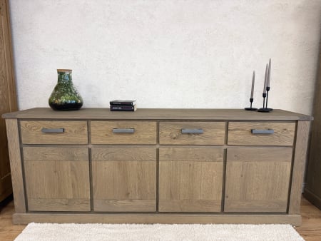 BLACK MONTH - Bufet 4 usi 4 sertare Zurich 225cm, stejar, finisaj mat, stil rustic