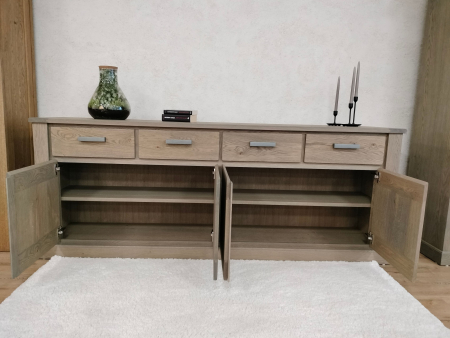 Bufet 4 usi 4 sertare Zurich 225cm, stejar, finisaj mat, stil rustic [1]