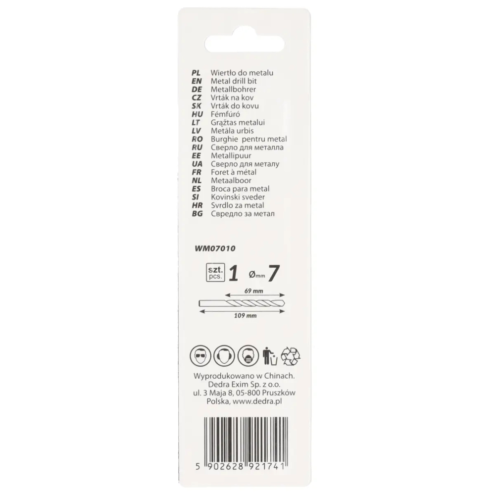 Burghie pentru metal 1buc, HSS, DIN338, 7,0x109mm [6]
