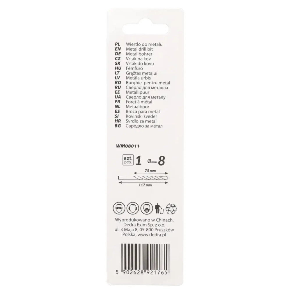 Burghie pentru metal 1buc, HSS, DIN338, 8,0x117mm [2]