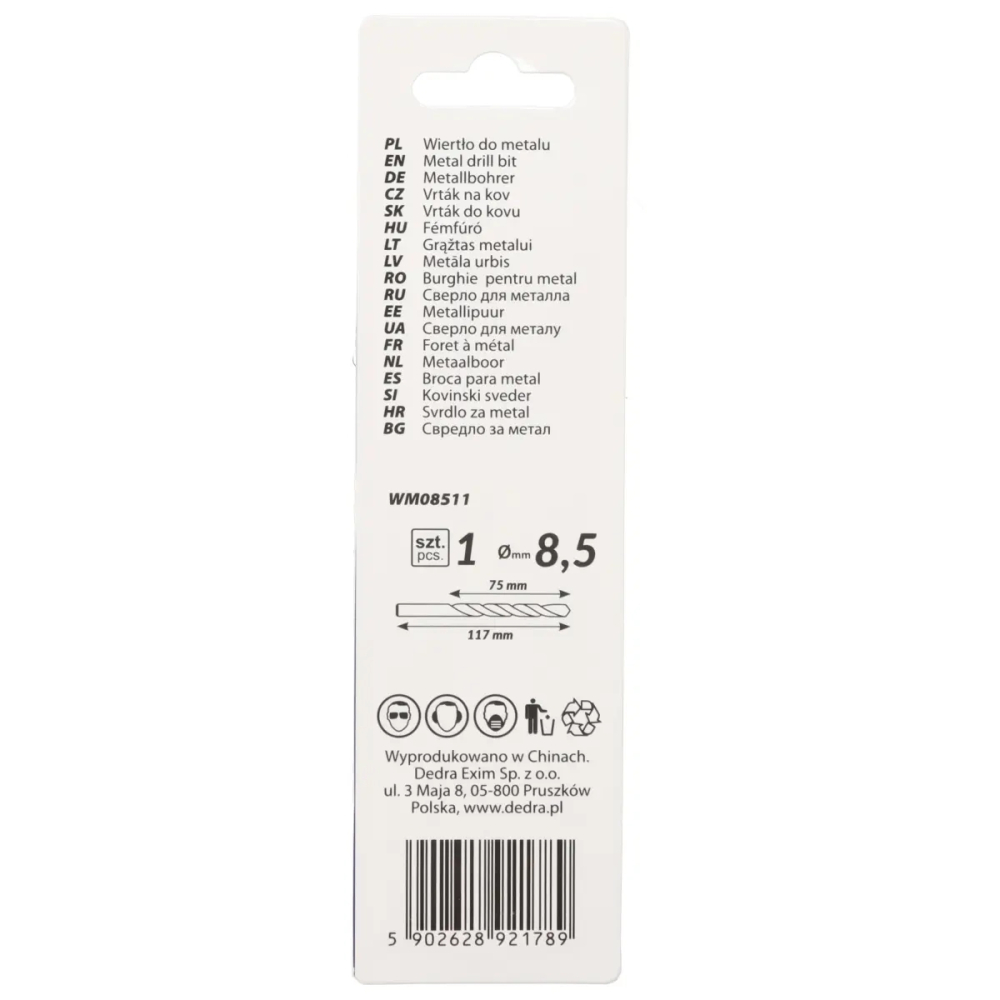 Burghie pentru metal 1buc, HSS, DIN338, 8,5x117mm [2]