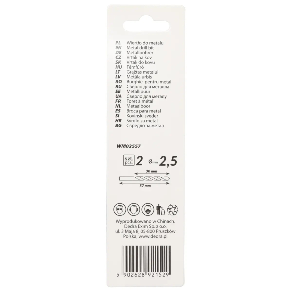 Burghie pentru metal 2buc, HSS, DIN338, 2,5x57mm [2]